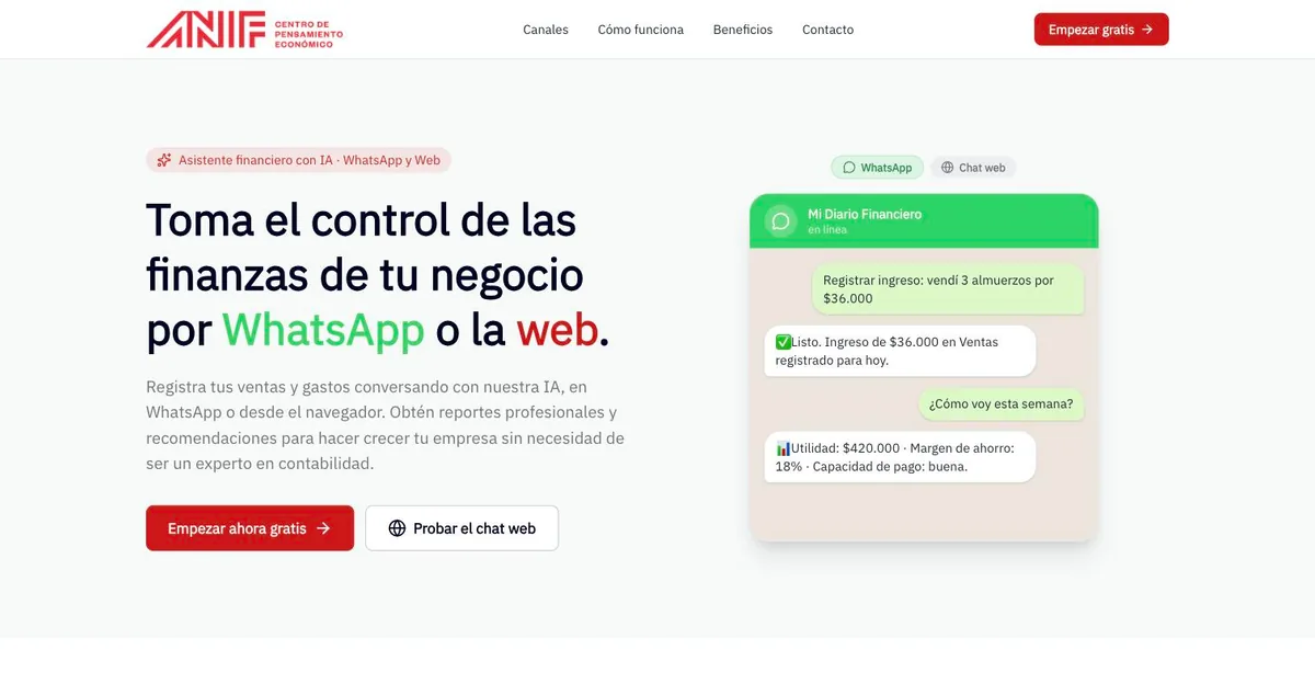 Screenshot of the Diarios Financieros site