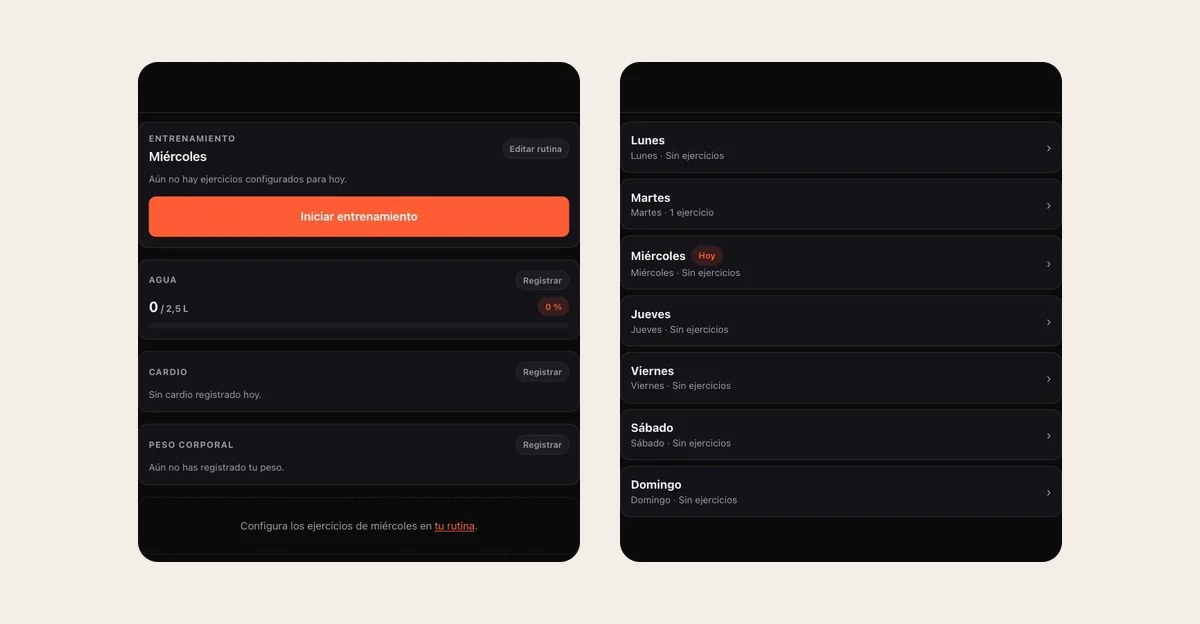 Screenshot of the Gym Track site