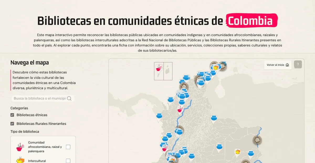 Screenshot of the Ethnic Library Map site